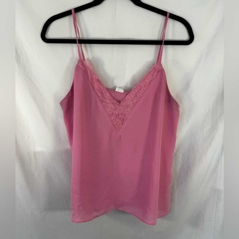 Melrose & Market Womens Pink Sleeveless Blouse Lace Trim Cami Tank Size M